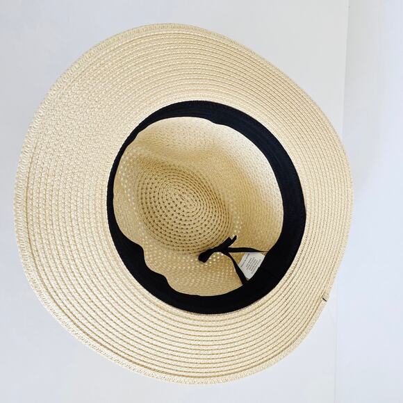 Boho Western Straw Sun Hat with Rhinestones Braided Faux Leather & Bow Accent - Picture 6 of 9